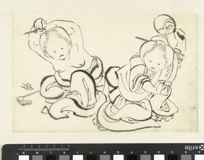 Twee vrouwen die zich kappen door attributed to Katsushika Hokusai