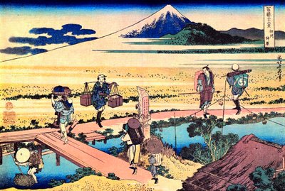 36 uitzichten op de berg Fuji, Japan: uitzicht op Nakahara in de provincie Sagami, Japan door Katsushika Hokusai