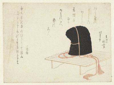 Een hofmuts op een standaard door Katsushika Hokusai