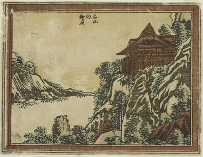 Herfstmaan bij Ishiyama uit de serie Acht uitzichten van Omi in ets stijl door Katsushika Hokusai