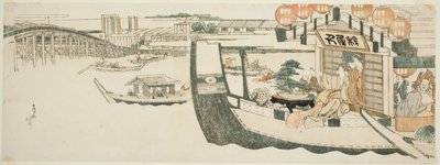 Boottochten op de Sumida-rivier door Katsushika Hokusai