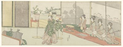 Dansvoorstelling door Katsushika Hokusai