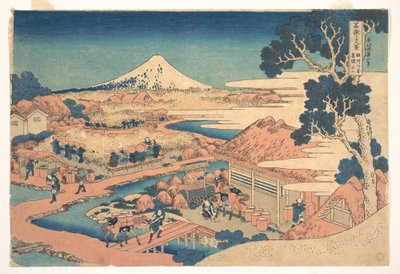 Fuji vanuit de Katakura-theevelden in Suruga (Sunshū Katakura chaen no Fuji), uit de serie Zesendertig gezichten op de berg Fuji (Fugaku sanjūrokkei) door Katsushika Hokusai