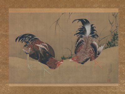 Vecht hanen door Katsushika Hokusai