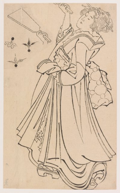 Meisje dat speelt met een battledore en shuttlecock door Katsushika Hokusai