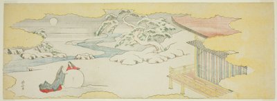 Illustratie van De blauwe klok (Asagao), hoofdstuk 20 van het verhaal van Genji (Genji monogatari) door Katsushika Hokusai