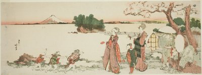 Dames in Shichirigahama door Katsushika Hokusai