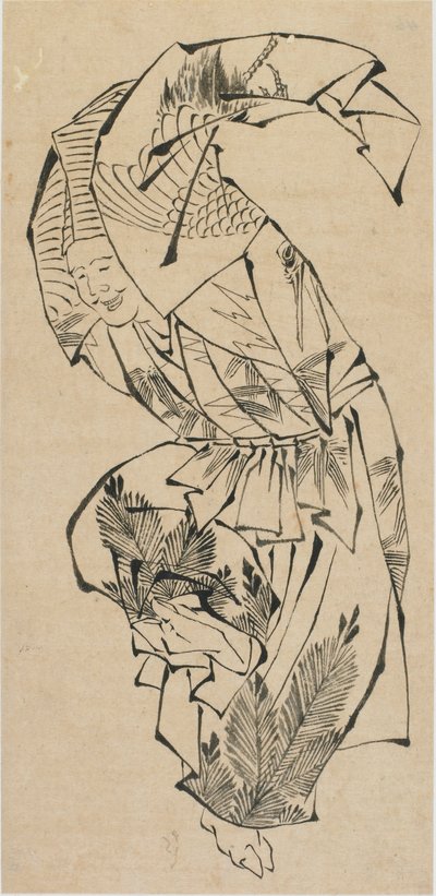 Mannelijke danser, Manzai, laat 18e-begin 19e eeuw door Katsushika Hokusai
