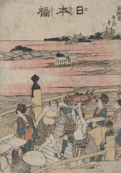 Nihonbashi, uit de serie Ontwerpen van de Drieënvijftig Stations van de Tokaido door Katsushika Hokusai