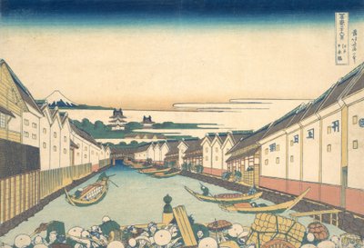 Nihonbashi in Edo, uit de serie Zesendertig Zichten op de Fuji, ca. 1830-32 door Katsushika Hokusai