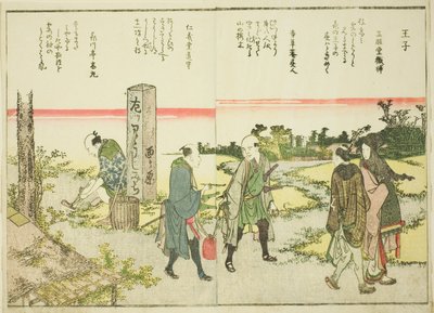 Oji, uit deel 1 van het geïllustreerde boek "Mooie Uitzichten van de Oostelijke Hoofdstad in een Oogopslag (Toto shokei ichiran)" door Katsushika Hokusai