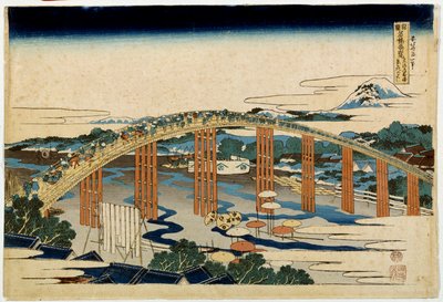 Okazaki Yahagi Brug over Tokaido door Katsushika Hokusai