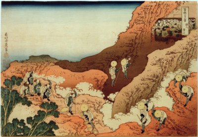 Pelgrims beklimmen de berg Fuji door Katsushika Hokusai
