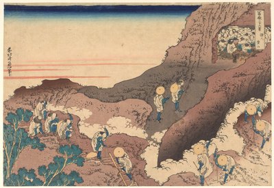 Pelgrims die de top beklimmen, uit de serie „Zesendertig gezichten op de berg Fuji“ door Katsushika Hokusai