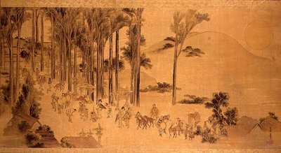 Pelgrims bij het Kasuga-heiligdom (verf op zijde) door Katsushika Hokusai