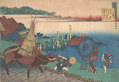 Gedicht van Motoyoshi Shinno, uit de serie Honderd gedichten uitgelegd door de verpleegster, ca. 1839 door Katsushika Hokusai