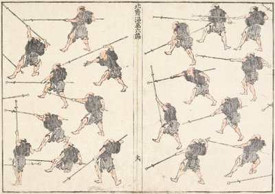 Oefening met het langhandige zwaard door Katsushika Hokusai
