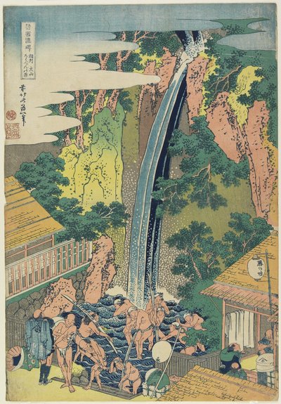 Roben Watervallen bij Oyama in de provincie Sagami, ca. 1833 door Katsushika Hokusai