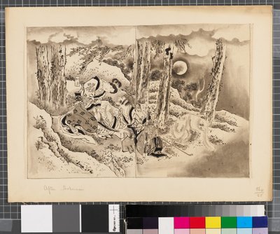 Scènes uit de oorlog tussen Japan en Korea, eind 18e-begin 19e eeuw (inkt en was op papier) door Katsushika Hokusai