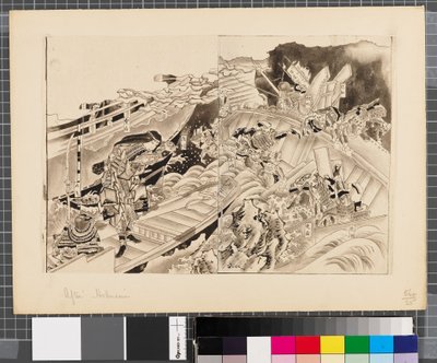 Scènes uit de oorlog tussen Japan en Korea, eind 18e-begin 19e eeuw door Katsushika Hokusai