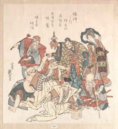 De zeven goden van het geluk door Katsushika Hokusai