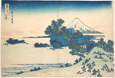 Shichirigahama in de provincie Sagami (Sōshū Shichirigahama), uit de serie „Zesendertig gezichten op de berg Fuji“ (Fugaku sanjūrokkei) door Katsushika Hokusai