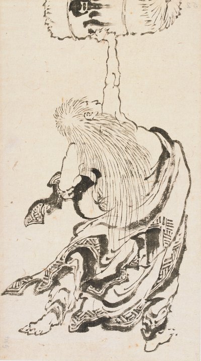Shojo tilt een Sakevat op, Edo-periode, ca. 1840s door Katsushika Hokusai
