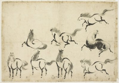 Studies van Paarden, ca. 1815-1849 door Katsushika Hokusai