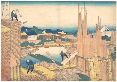 Tatekawa in Honjō (Honjō Tatekawa), uit de serie Zesendertig gezichten op de berg Fuji (Fugaku sanjūrokkei) door Katsushika Hokusai