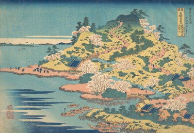 Tenpozan aan de monding van de Aji-rivier in de provincie Settsu, 1827-30 door Katsushika Hokusai