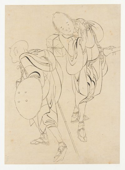 Reizigers, eind 18e-begin 19e eeuw door Katsushika Hokusai