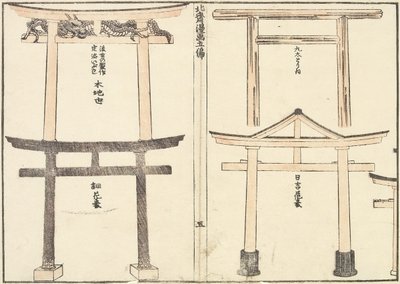 Verschillende soorten Torii-boog, 1816 door Katsushika Hokusai