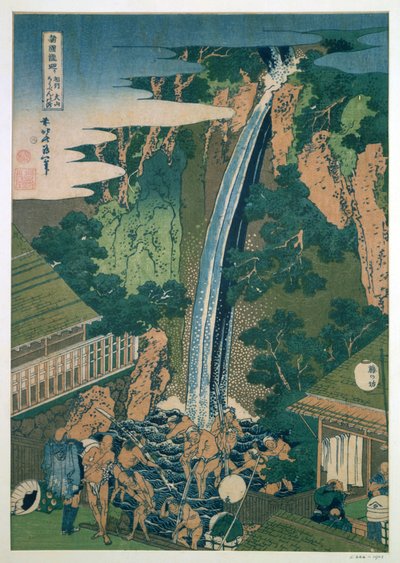 Waterval van Roben, Oyama, Japan, 1827 door Katsushika Hokusai