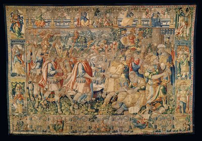 Parochiemuseum van wandtapijten (Museo Parroquial de Tapices de Pastrana). Vlaams wandtapijt. Karel de Grote, triomfantelijke intocht in Carmania door Alec Hunter