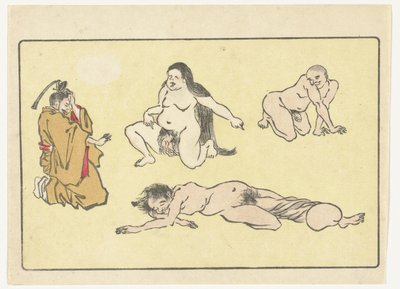 Knielende hoveling De grote staart door Kawanabe Kyosai