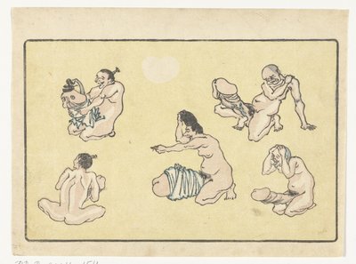 Verbonden penis door Kawanabe Kyosai