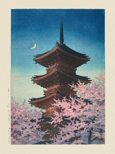 Haru No Yu, Ueno Toshogu (Lenteavond bij Toshogu in Ueno) (1948) door Kawase Hasui