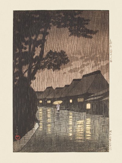 Soshu Maekawa No Ame (Regen bij Maekawa, provincie Sagami) (1932) door Kawase Hasui
