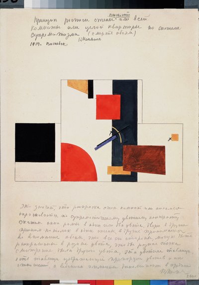 Het principe van de muurschildering door Kazimir Severinovich Malevich