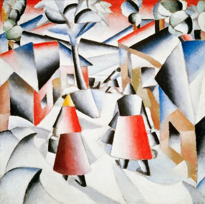 Ochtend in het dorp na sneeuwstorm door Kazimir Severinovich Malevich