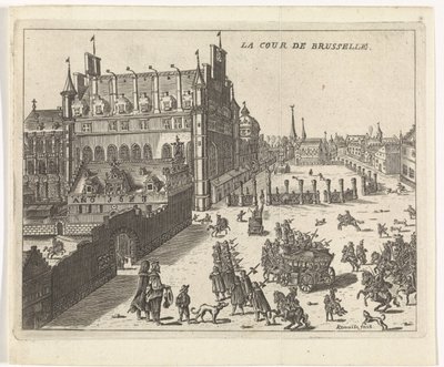 Gezicht op het hof van Brussel, 1673 door Kemnitz