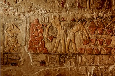 Oude Koninkrijk van Egypte; Egypte; Sakkara, graf van Twee Broers, brood bakken, stapel hitte door Kenneth Garrett