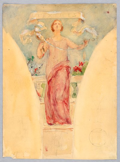 Personificatie van "Textiel," Studie voor de Koepel van het Fabrikantengebouw, Wereldtentoonstelling, Chicago, IL door Kenyon Cox