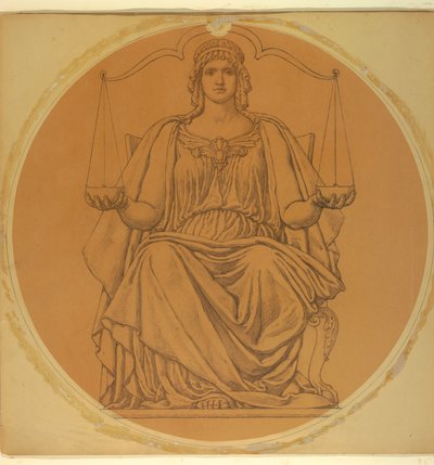 Studie voor "Gerechtigheid," Lunet in Hudson County Courthouse, Jersey City, NJ door Kenyon Cox
