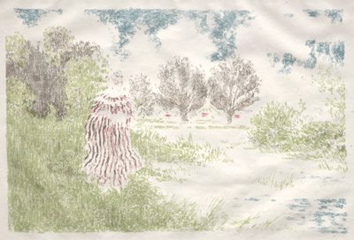 Landschappen: Vrouw in een Gestreepte Jurk door Ker Xavier Roussel