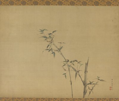 Bamboestengels met takken en bladeren, Edo-periode, 19e eeuw door Kishi Ganku