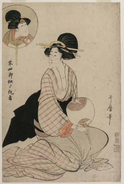 Een aantrekkelijke vrouw die lijkt op de acteur Iwai Hanshiro V, 1806 door Kitagawa Utamaro