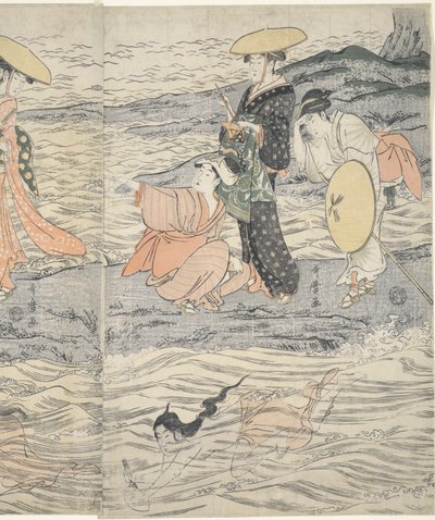 Awabi-schelpduikers bij Enoshima door Kitagawa Utamaro