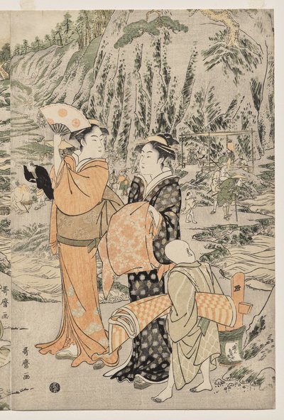Vissen op de Snijplankrots bij Enoshima door Kitagawa Utamaro