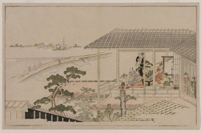 Maanopkomst Over de Nihon Dijk en de Yoshiwara door Kitagawa Utamaro